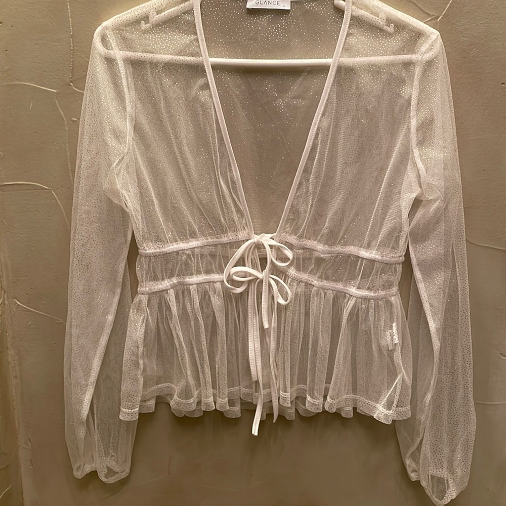 Glance Sheer & Gold Blouse Size Medium